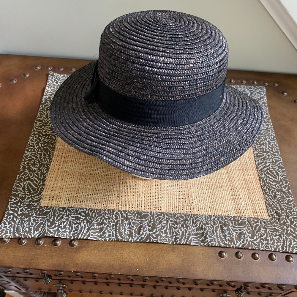 Vintage AnnTaylor women’s woven black ribboned hat - Picture 5 of 8